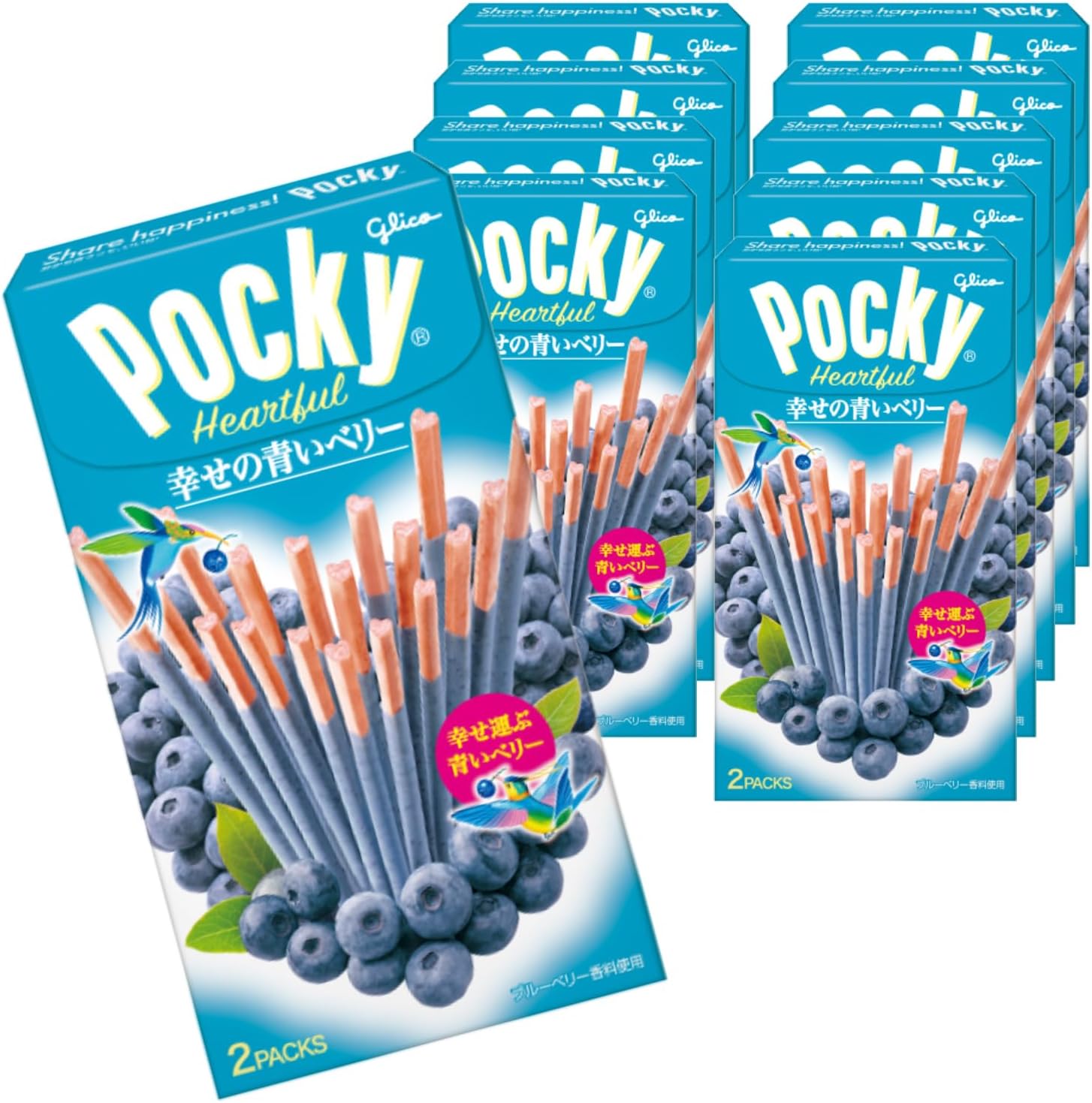 Pocky Heartful Happy Blue Berry x10